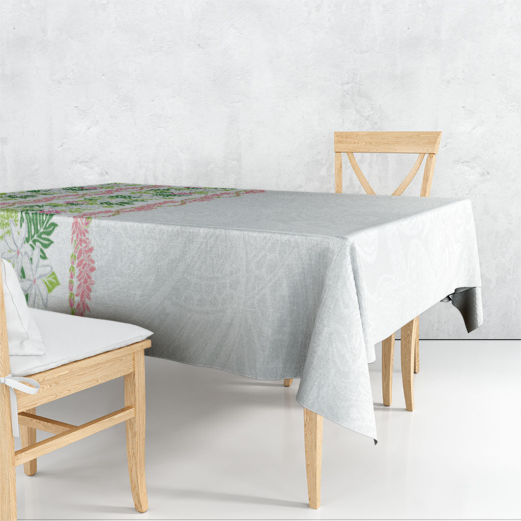 Monstera Tiare Plumeria Tablecloth Green Polynesian Pattern LT01 - Polynesian Pride