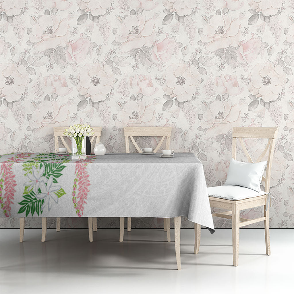 Monstera Tiare Plumeria Tablecloth Green Polynesian Pattern LT01 - Polynesian Pride