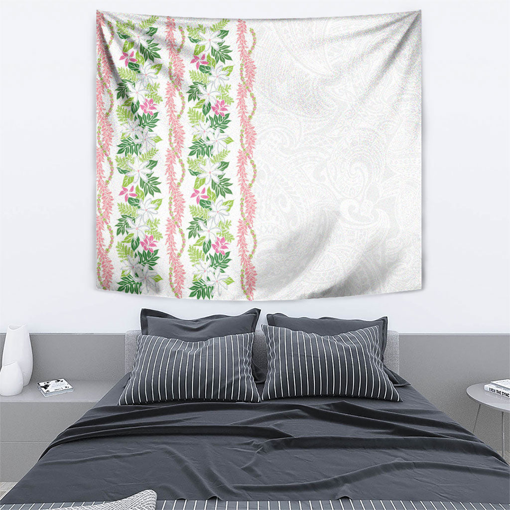 Monstera Tiare Plumeria Tapestry Green Polynesian Pattern LT01 - Polynesian Pride
