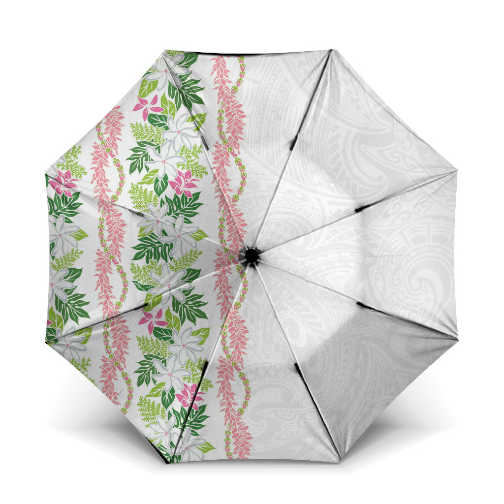 Monstera Tiare Plumeria Umbrella Green Polynesian Pattern LT01 One Size Folded 11.42 inch Opened Diameter 37.4 inch Green - Polynesian Pride