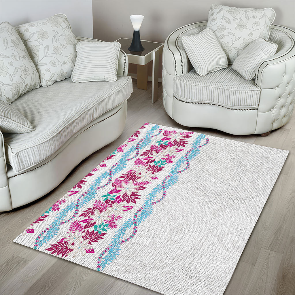 Monstera Tiare Plumeria Area Rug Pink Polynesian Pattern LT01 - Polynesian Pride