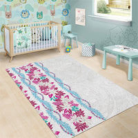 Monstera Tiare Plumeria Area Rug Pink Polynesian Pattern LT01 - Polynesian Pride