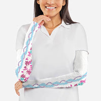 Monstera Tiare Plumeria Arm Sleeves Pink Polynesian Pattern LT01 - Polynesian Pride