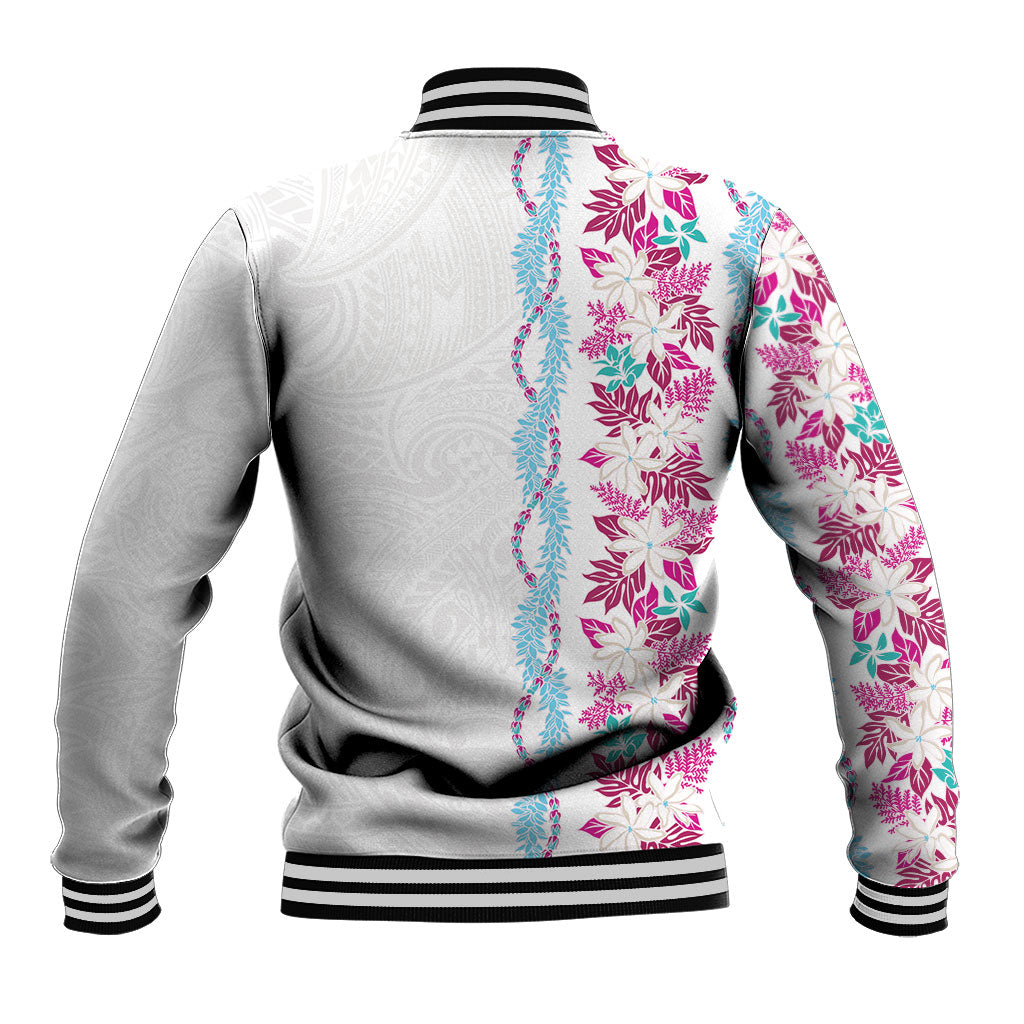 Monstera Tiare Plumeria Baseball Jacket Pink Polynesian Pattern LT01 - Polynesian Pride