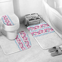 Monstera Tiare Plumeria Bathroom Set Pink Polynesian Pattern LT01 Mat Set Only (3 pcs) One Size Pink - Polynesian Pride