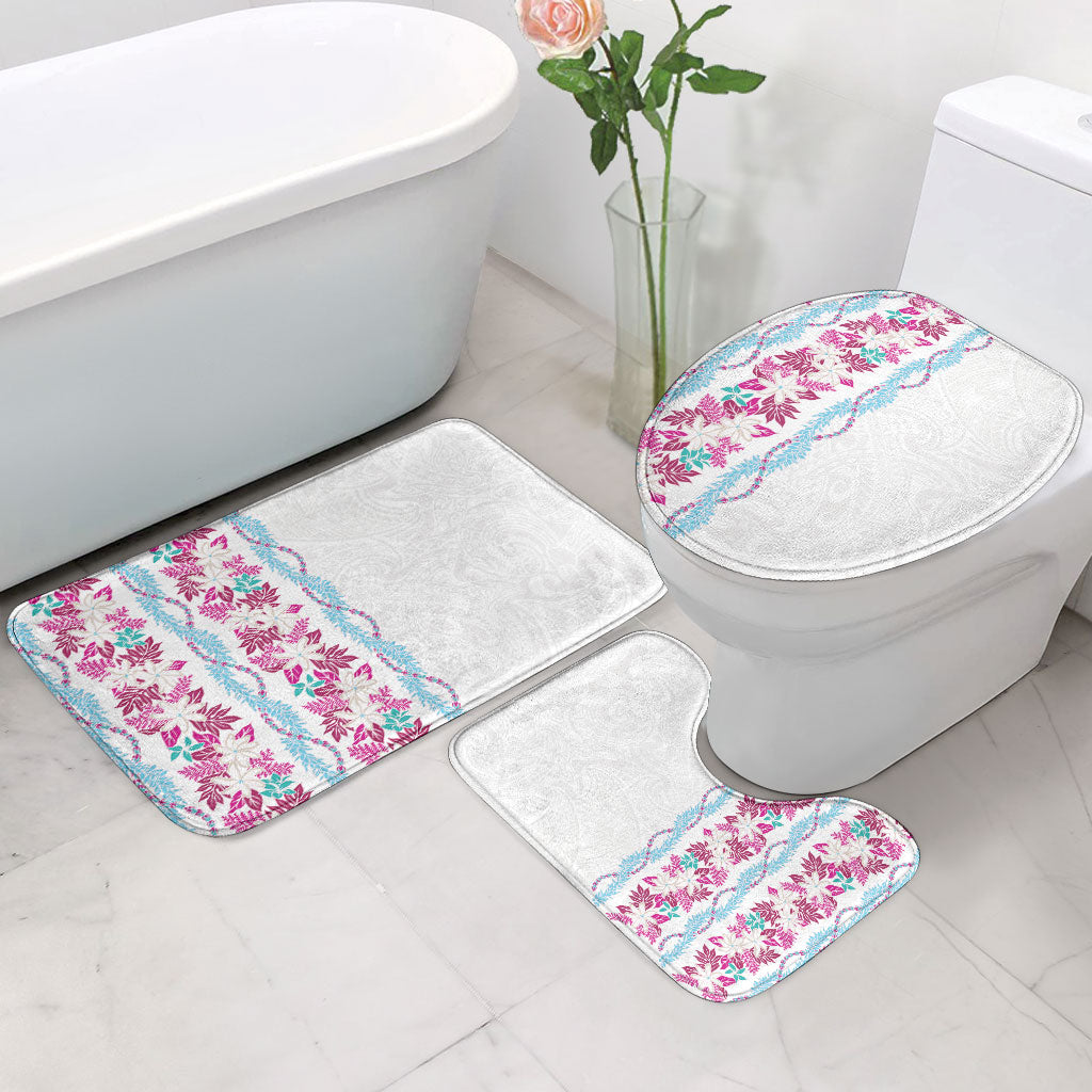 Monstera Tiare Plumeria Bathroom Set Pink Polynesian Pattern LT01 - Polynesian Pride