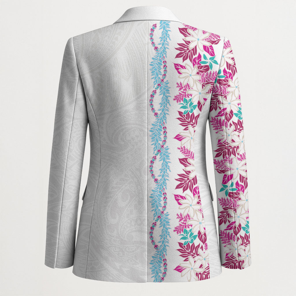 Monstera Tiare Plumeria Blazer Pink Polynesian Pattern LT01 - Polynesian Pride
