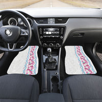Monstera Tiare Plumeria Car Mats Pink Polynesian Pattern LT01 Set 2pcs - Front Pink - Polynesian Pride
