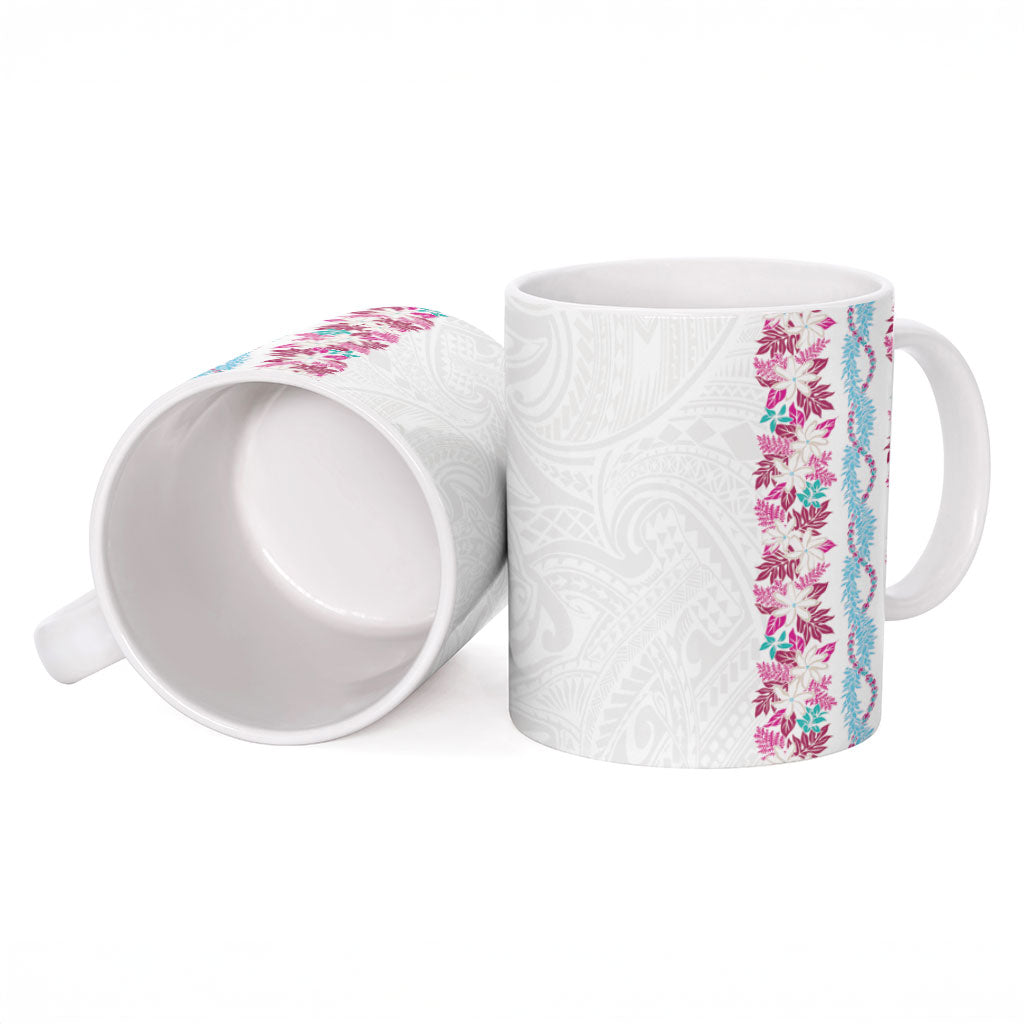 Monstera Tiare Plumeria Ceramic Mug Pink Polynesian Pattern LT01 - Polynesian Pride