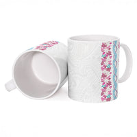 Monstera Tiare Plumeria Ceramic Mug Pink Polynesian Pattern LT01 - Polynesian Pride