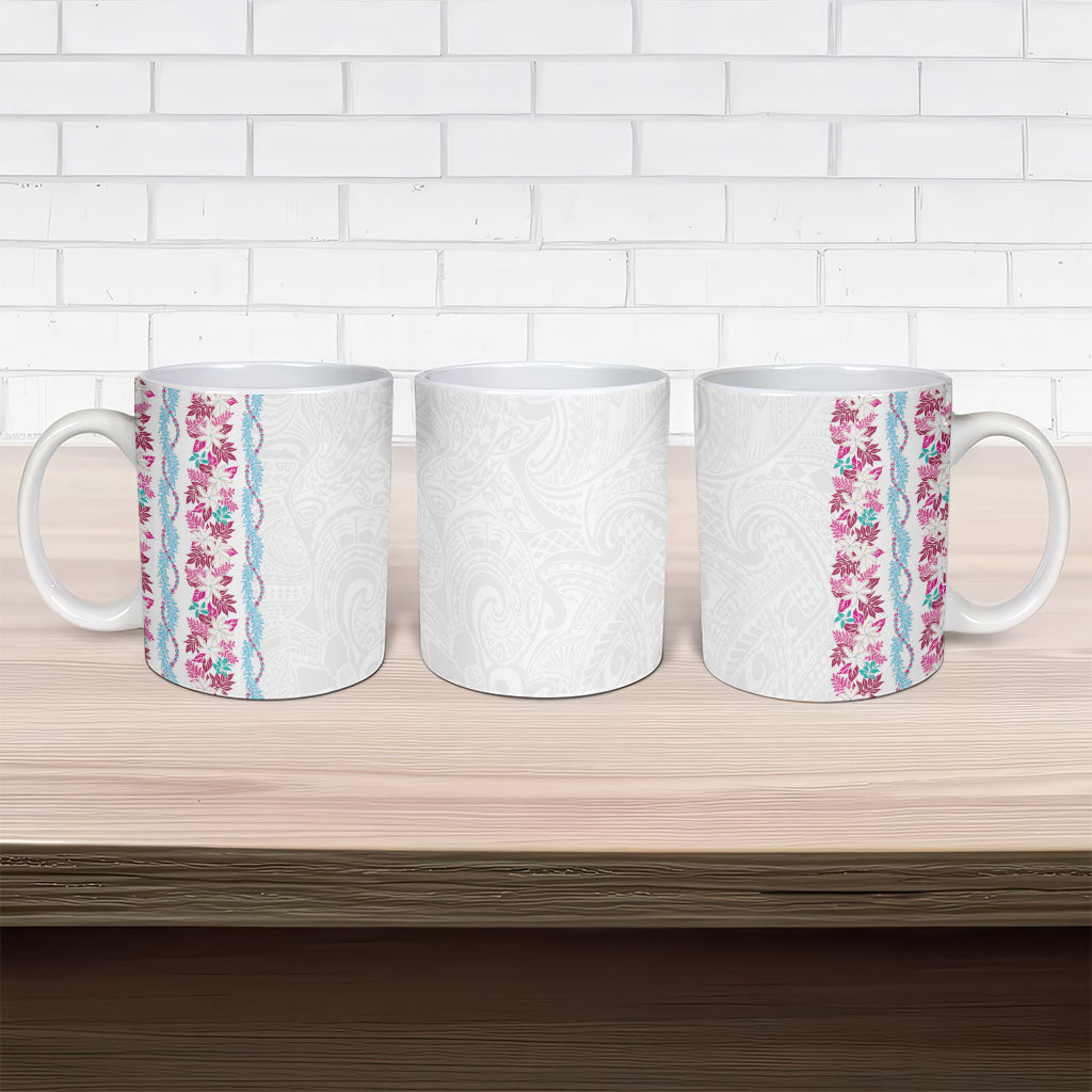 Monstera Tiare Plumeria Ceramic Mug Pink Polynesian Pattern LT01 - Polynesian Pride