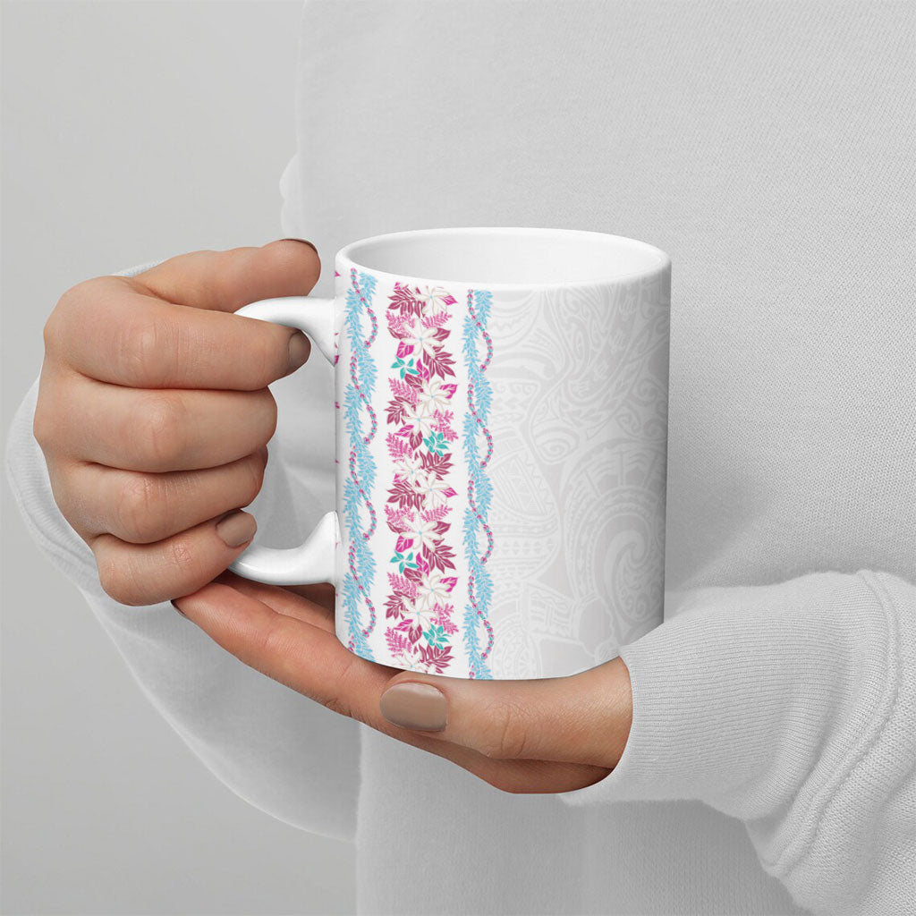 Monstera Tiare Plumeria Ceramic Mug Pink Polynesian Pattern LT01 - Polynesian Pride