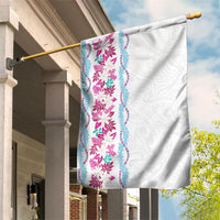 Monstera Tiare Plumeria Garden Flag Pink Polynesian Pattern LT01 House Flag Pink - Polynesian Pride