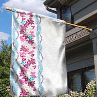 Monstera Tiare Plumeria Garden Flag Pink Polynesian Pattern LT01 - Polynesian Pride