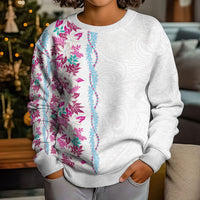 Monstera Tiare Plumeria Kid Ugly Christmas Sweater Pink Polynesian Pattern LT01 - Polynesian Pride