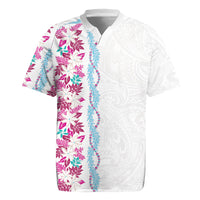 Monstera Tiare Plumeria Rugby Jersey Pink Polynesian Pattern LT01 Pink - Polynesian Pride
