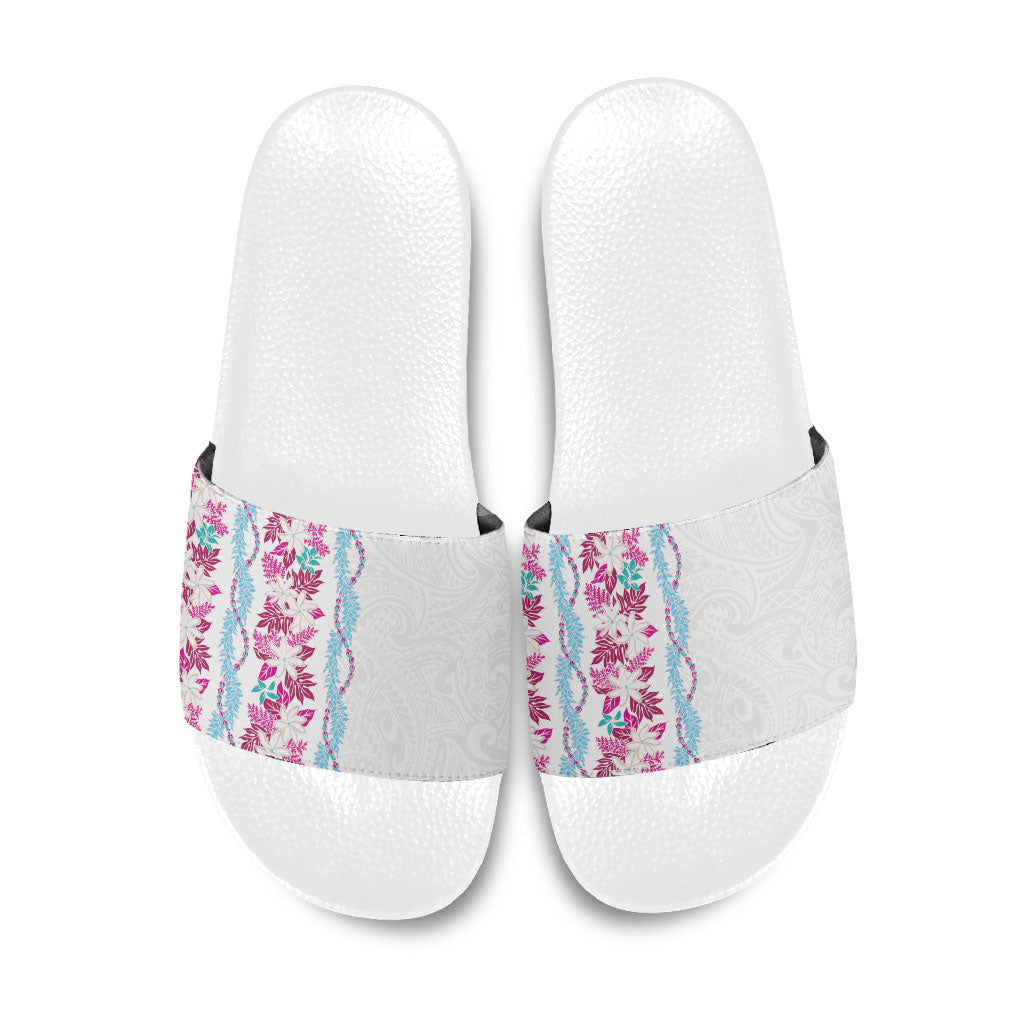 Monstera Tiare Plumeria Slide Sandals Pink Polynesian Pattern LT01 Pink - Polynesian Pride
