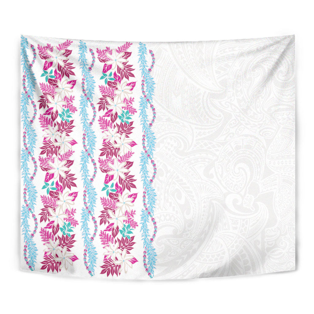Monstera Tiare Plumeria Tapestry Pink Polynesian Pattern LT01 - Polynesian Pride