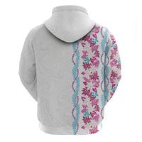 Monstera Tiare Plumeria Zip Hoodie Pink Polynesian Pattern LT01 - Polynesian Pride