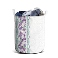 Monstera Tiare Plumeria Laundry Basket Purple Polynesian Pattern LT01 - Polynesian Pride