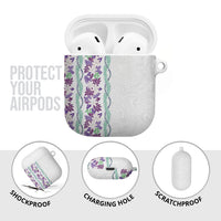Monstera Tiare Plumeria AirPods Case Purple Polynesian Pattern LT01 - Polynesian Pride