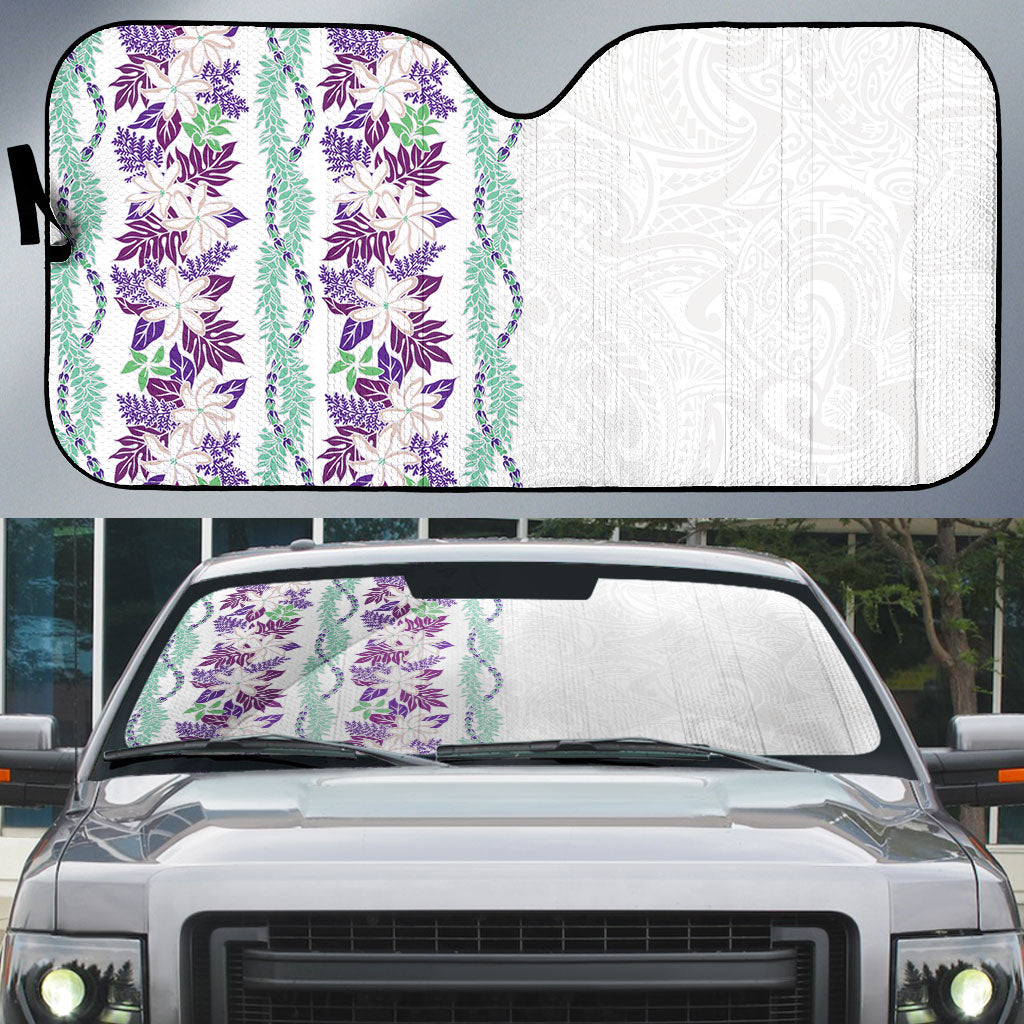 Monstera Tiare Plumeria Auto Sun Shade Purple Polynesian Pattern LT01 Purple - Polynesian Pride