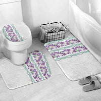 Monstera Tiare Plumeria Bathroom Set Purple Polynesian Pattern LT01 Mat Set Only (3 pcs) One Size Purple - Polynesian Pride