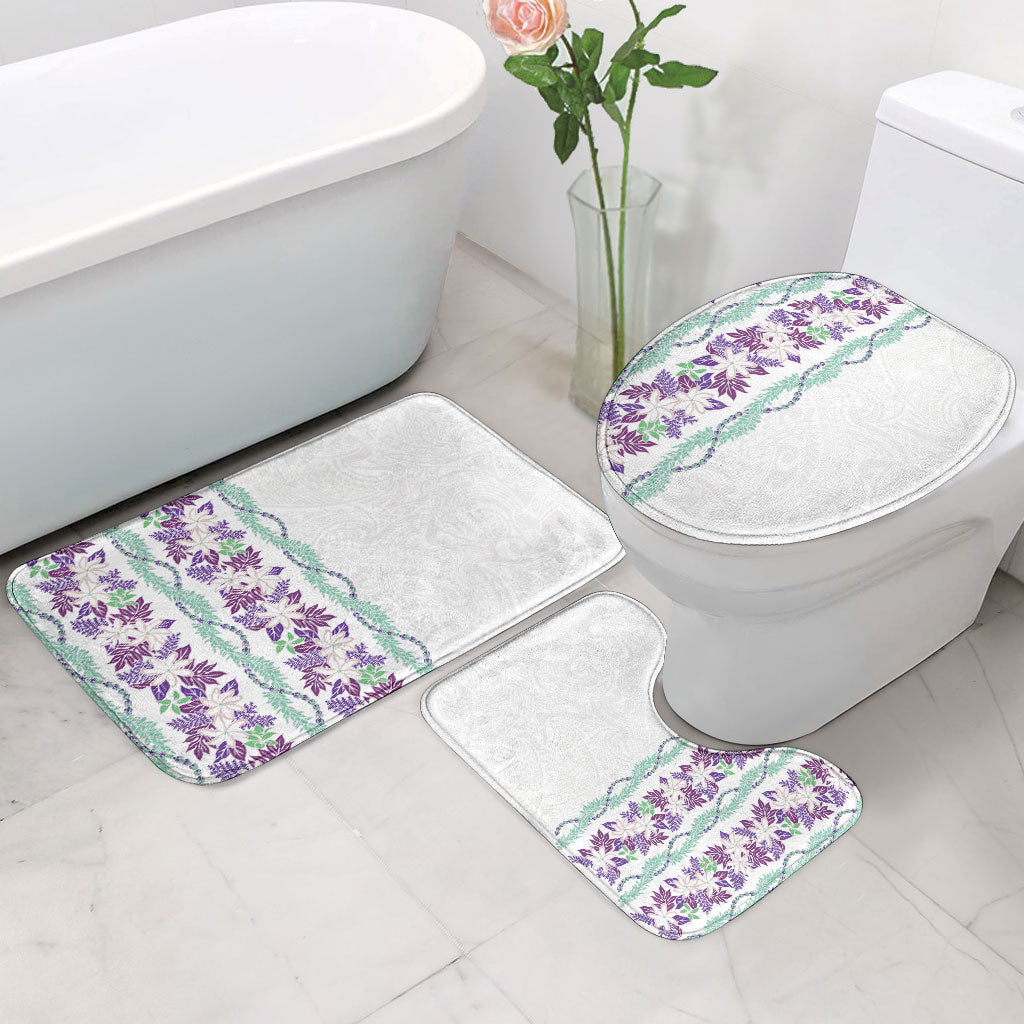 Monstera Tiare Plumeria Bathroom Set Purple Polynesian Pattern LT01 - Polynesian Pride