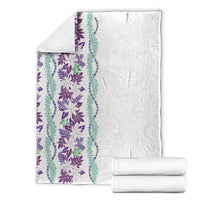 Monstera Tiare Plumeria Blanket Purple Polynesian Pattern LT01 - Polynesian Pride