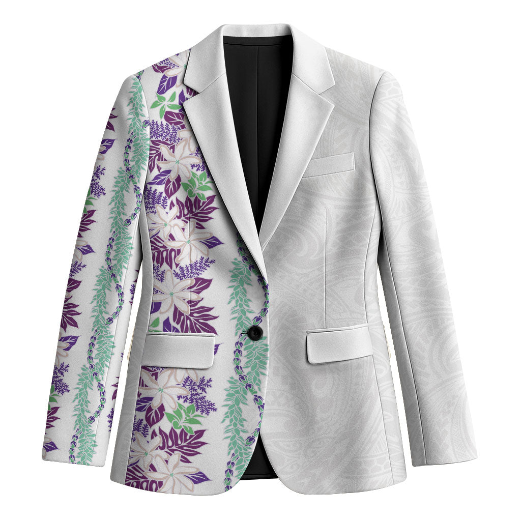 Monstera Tiare Plumeria Blazer Purple Polynesian Pattern