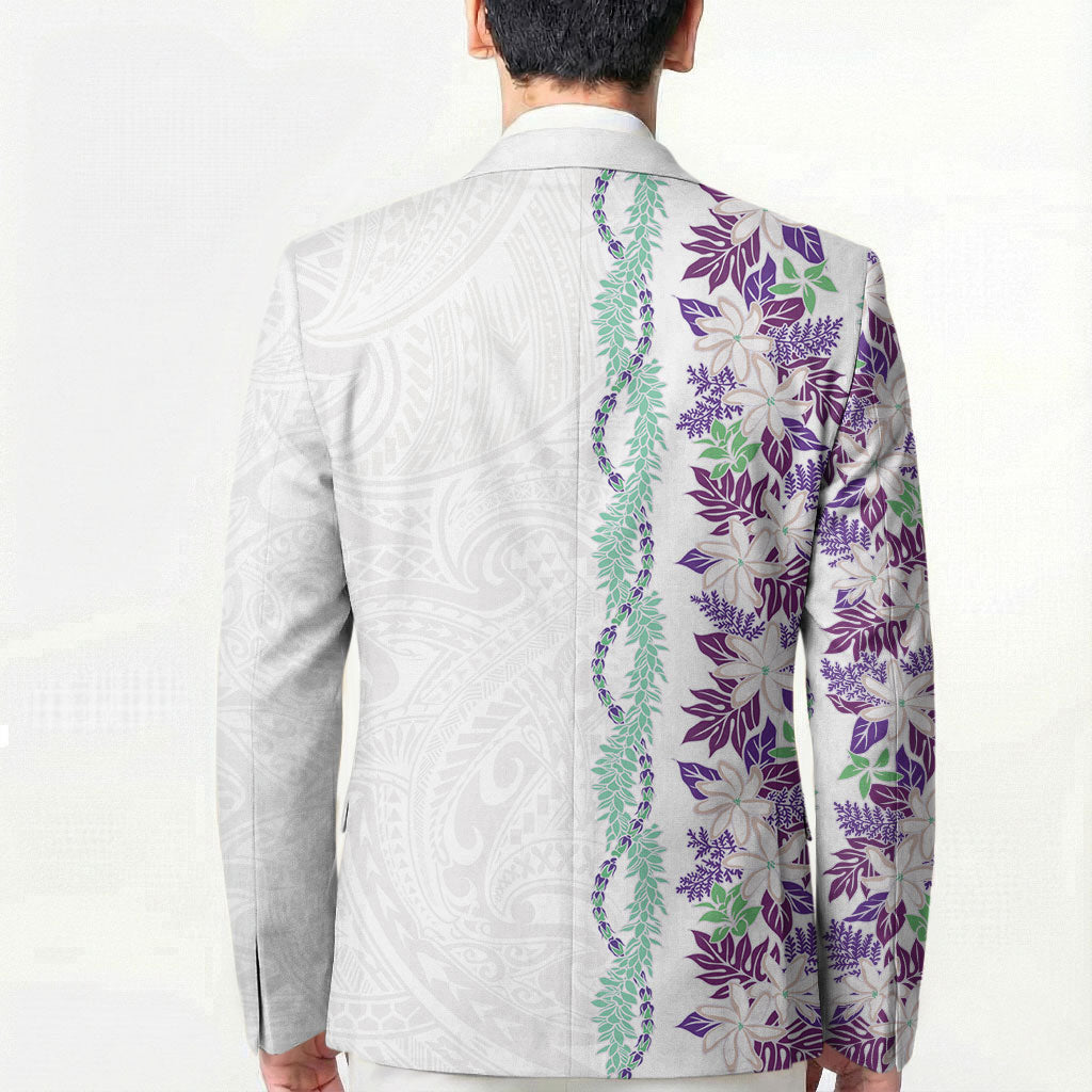 Monstera Tiare Plumeria Blazer Purple Polynesian Pattern LT01 - Polynesian Pride