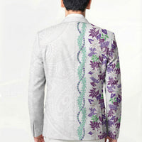 Monstera Tiare Plumeria Blazer Purple Polynesian Pattern LT01 - Polynesian Pride