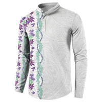 Monstera Tiare Plumeria Button Sweatshirt Purple Polynesian Pattern LT01 - Polynesian Pride