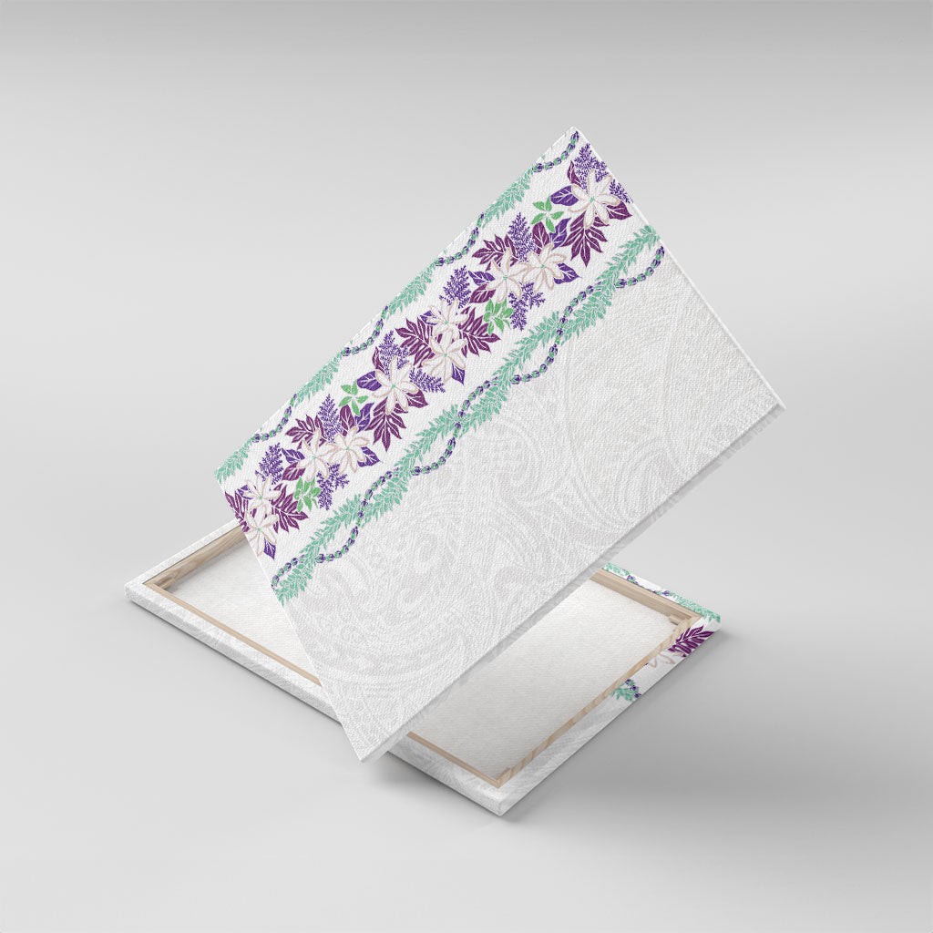 Monstera Tiare Plumeria Canvas Wall Art Purple Polynesian Pattern LT01 With Frame Purple - Polynesian Pride