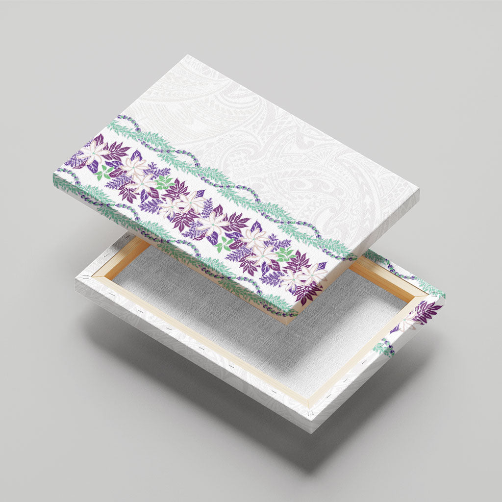 Monstera Tiare Plumeria Canvas Wall Art Purple Polynesian Pattern LT01 - Polynesian Pride