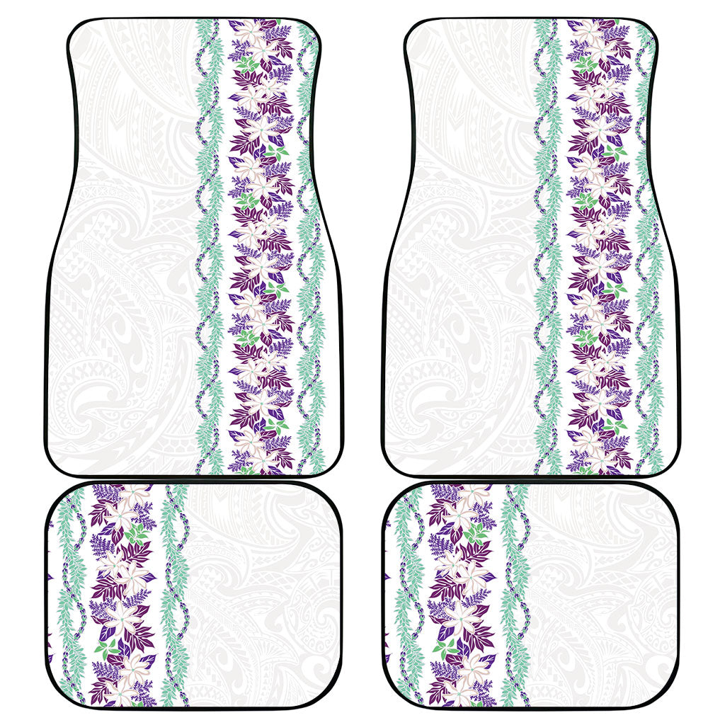 Monstera Tiare Plumeria Car Mats Purple Polynesian Pattern LT01 - Polynesian Pride