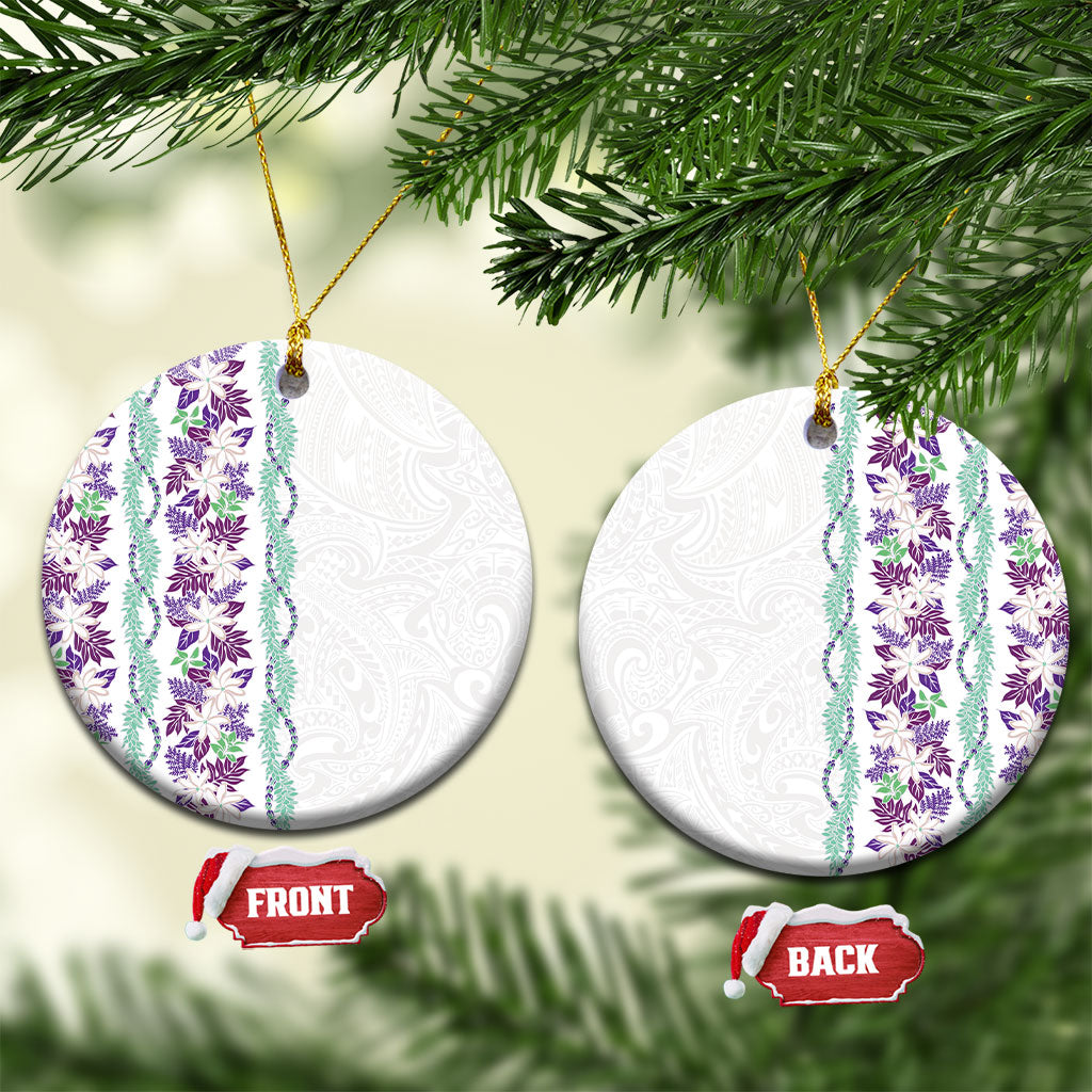 Monstera Tiare Plumeria Ceramic Ornament Purple Polynesian Pattern LT01 Circle Purple - Polynesian Pride