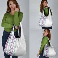 Monstera Tiare Plumeria Grocery Bag Purple Polynesian Pattern LT01 - Polynesian Pride