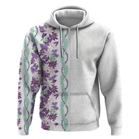 Monstera Tiare Plumeria Hoodie Purple Polynesian Pattern LT01 Zip Hoodie Purple - Polynesian Pride