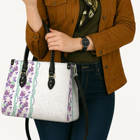 Monstera Tiare Plumeria Leather Bag Purple Polynesian Pattern LT01 - Polynesian Pride