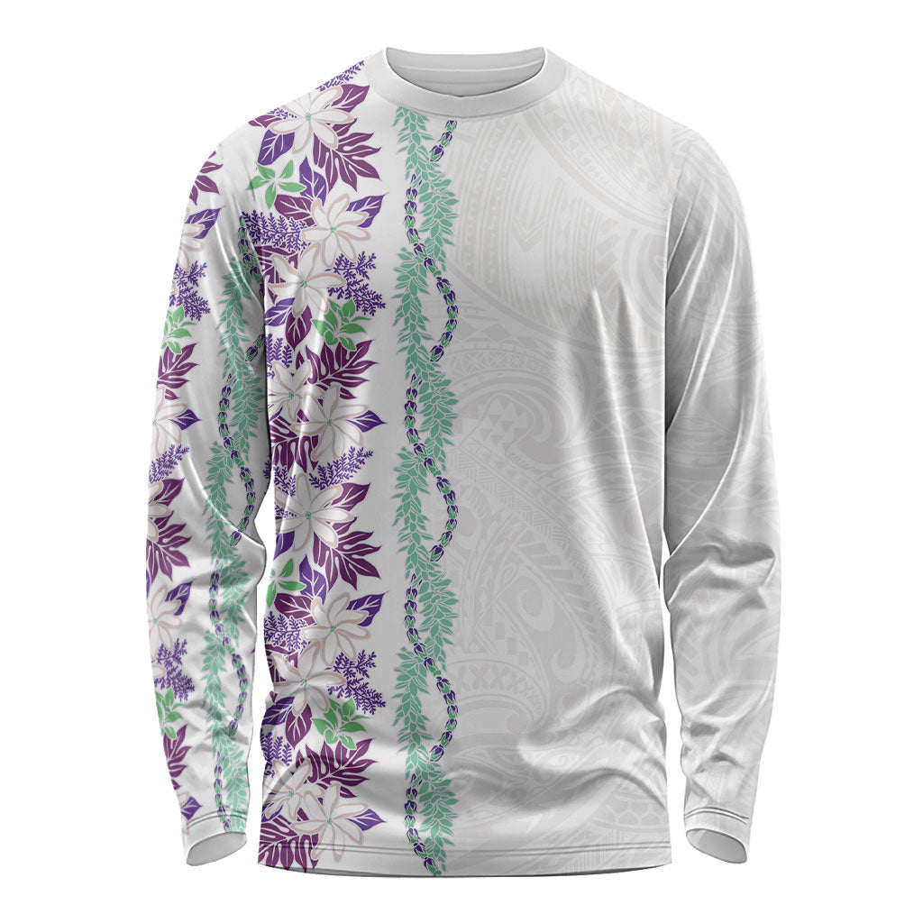 Monstera Tiare Plumeria Long Sleeve Shirt Purple Polynesian Pattern LT01 Unisex Purple - Polynesian Pride