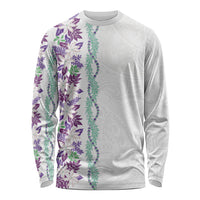 Monstera Tiare Plumeria Long Sleeve Shirt Purple Polynesian Pattern LT01 Unisex Purple - Polynesian Pride