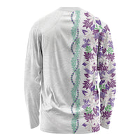 Monstera Tiare Plumeria Long Sleeve Shirt Purple Polynesian Pattern LT01 - Polynesian Pride