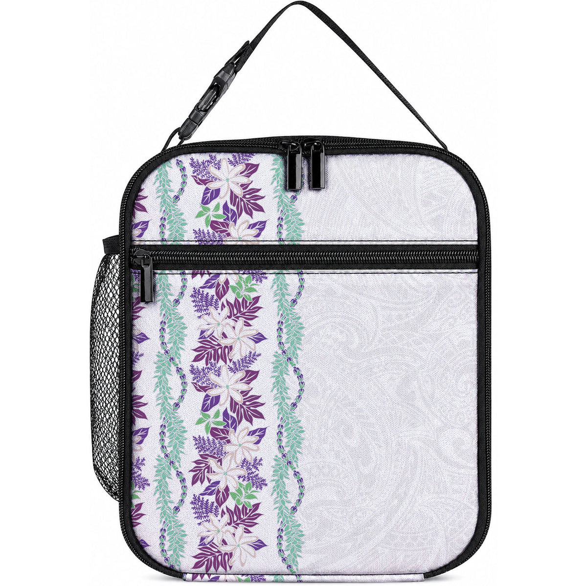 Monstera Tiare Plumeria Lunch Bag Purple Polynesian Pattern LT01 10.2 × 8.3 × 4.3 inch Purple - Polynesian Pride