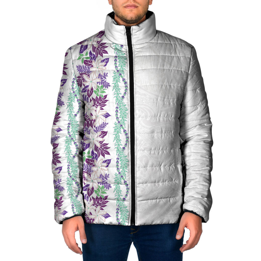 Monstera Tiare Plumeria Padded Jacket Purple Polynesian Pattern