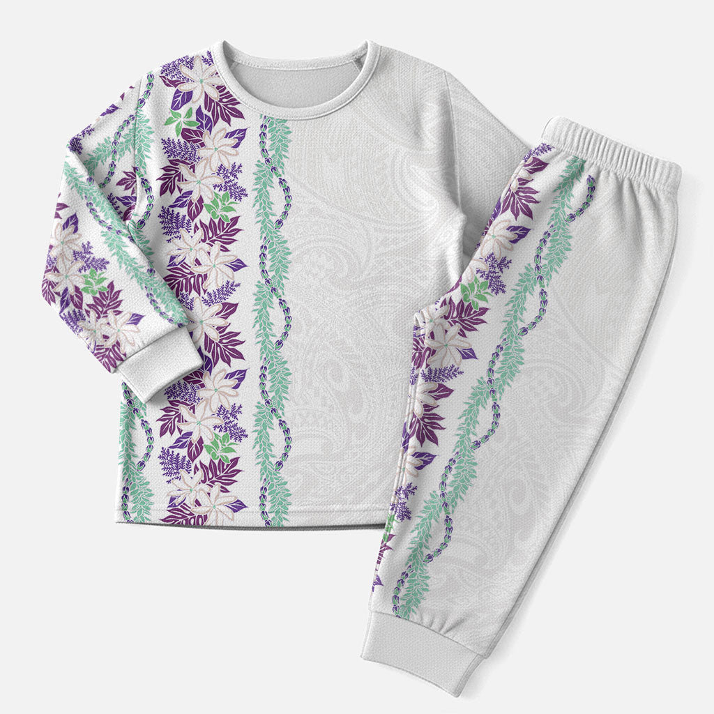 Monstera Tiare Plumeria Christmas Pajama Set Purple Polynesian Pattern LT01 Men Purple - Polynesian Pride