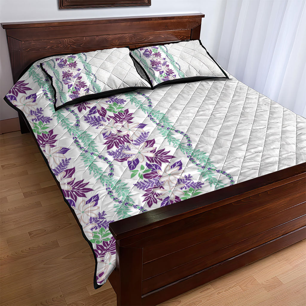 Monstera Tiare Plumeria Quilt Bed Set Purple Polynesian Pattern LT01 - Polynesian Pride