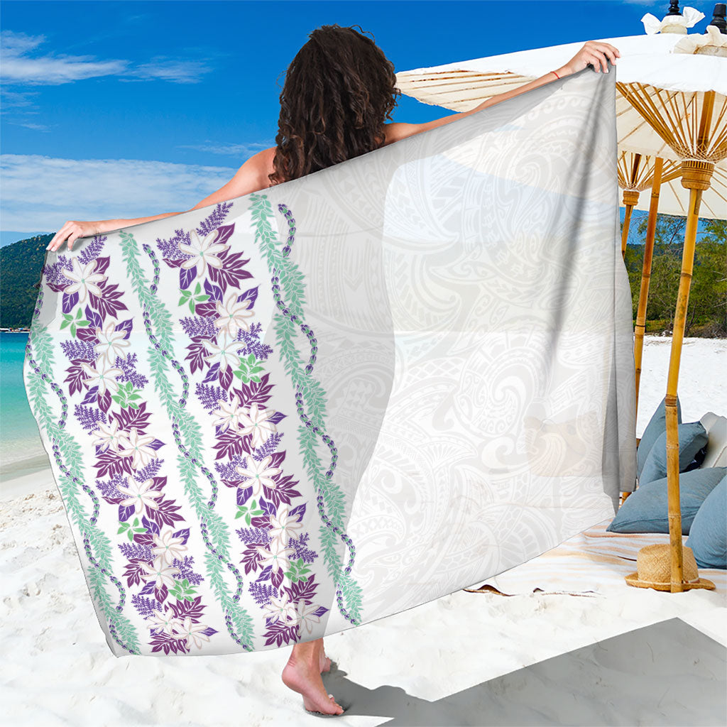 Monstera Tiare Plumeria Sarong Purple Polynesian Pattern