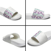 Monstera Tiare Plumeria Slide Sandals Purple Polynesian Pattern LT01 - Polynesian Pride