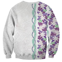 Monstera Tiare Plumeria Sweatshirt Purple Polynesian Pattern LT01 - Polynesian Pride